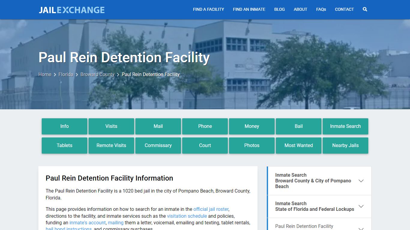 Paul Rein Detention Facility, FL Inmate Search, Information - Jail Exchange